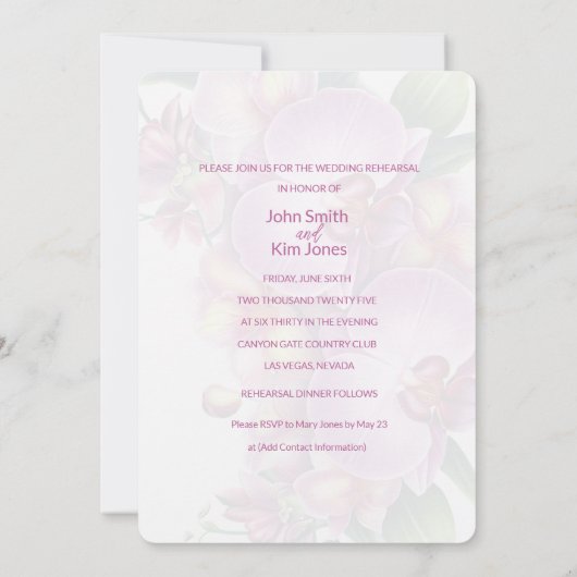 Répétition mariage et invitation au dîner (Dos)