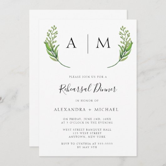 Répétition Monogram Greenersal Invitations (Devant / Derrière)