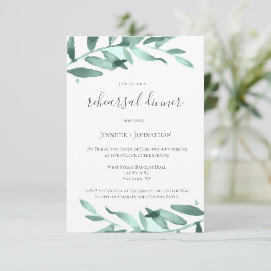 Répétition verte moderne invitations à dîner (Debout devant)