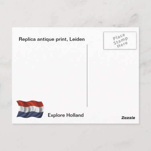 Replica antiek print, Leiden Briefkaart (Achterkant)