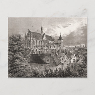 Replica antiek print, Leiden Briefkaart