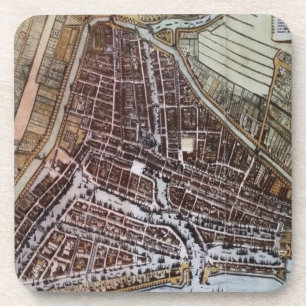 Replica City map of Rotterdam 1652 Bier Onderzetter