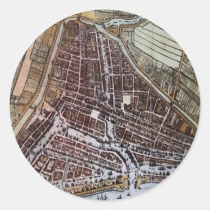 Replica City map of Rotterdam 1652 Ronde Sticker