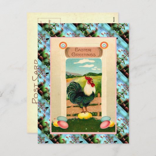 Replica paaskaart, kip en eieren feestdagenkaart (Voorkant / Achterkant)