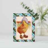 Replica Paaskaart, Kuiken met klompen Feestdagenkaart (Staand voorkant)