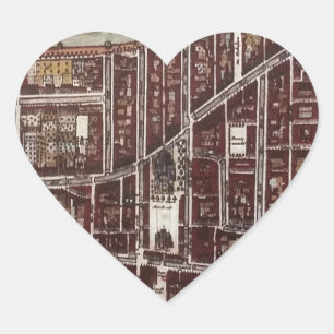 Replica-stadskaart van Delft 1649 Hart Sticker