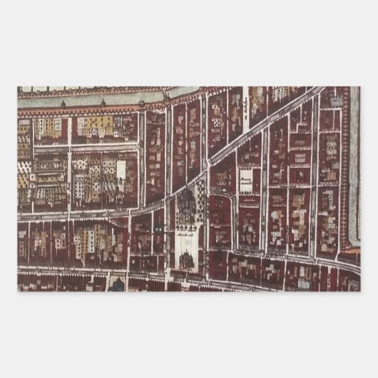 Replica-stadskaart van Delft 1649 Rechthoekige Sticker (Voorkant)