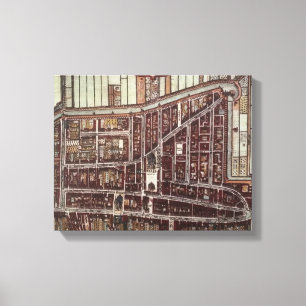 Replica-stadskaart van Delft vanaf 1649 Canvas Afdruk