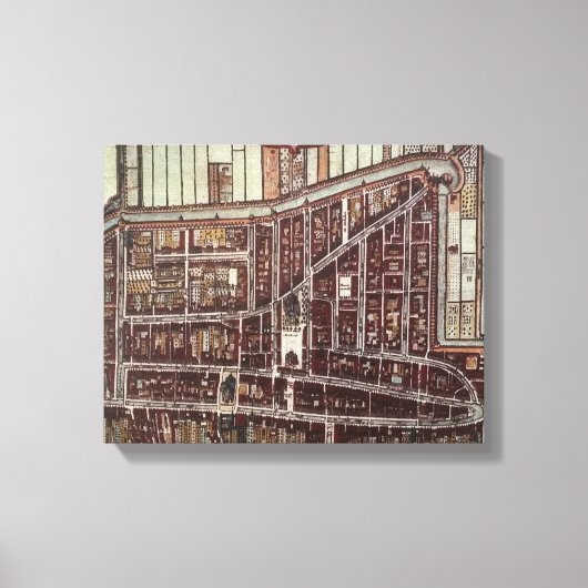 Replica-stadskaart van Delft vanaf 1649 Canvas Afdruk (Voorkant)
