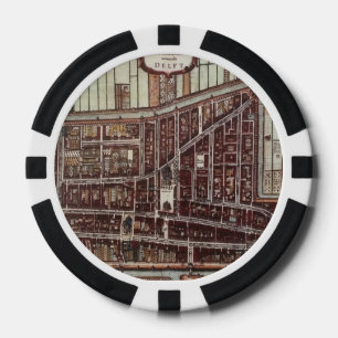 Replica-stadskaart van Delft vanaf 1649 Poker Chips