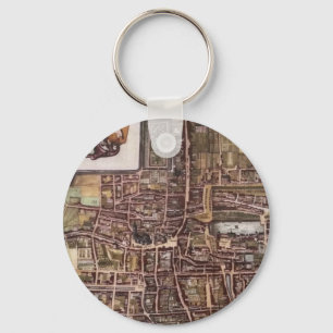 Replica stadsplattegrond van Den Haag 1649 Sleutelhanger