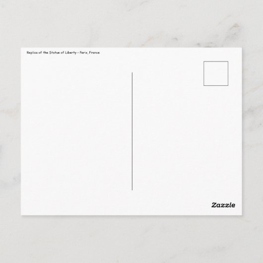 Replica van het Standbeeld van de Vrijheid - Parij Briefkaart (Achterkant)