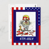 Replica Vintage 4 juli, Gevaren van vuurwerk Briefkaart (Voorkant / Achterkant)