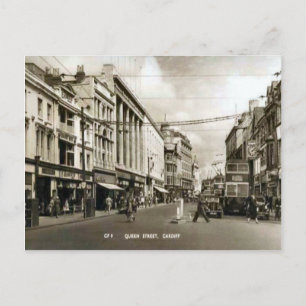 Replica Vintage Image, cardiff, Queen Street Briefkaart