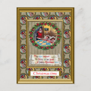 Replica vintage kerstkaart, jaren 1930 feestdagenkaart