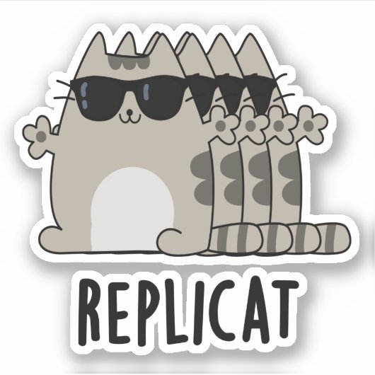 Replicat Funny Replicated Cat Pun Sticker (Voorkant)