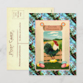 Réplique carte de Pâques Vintage, poulet et oeufs (Devant / Derrière)