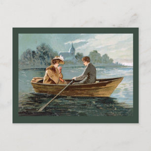 Réplique carte postale Vintage, Amoureux en bateau