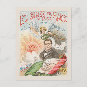 Réplique carte postale Vintage, Cinco de mayo 1862