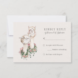 Réplique RSVP de Mariage Llama romantique de Bohêm