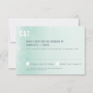 REPLY CARD : ombre waterverf pastel mint RSVP Kaartje