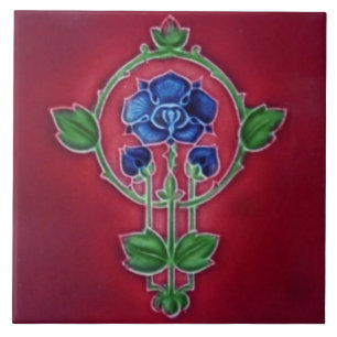 Repo 1905 Art Nouveau Jewel Tone Floral Tegeltje