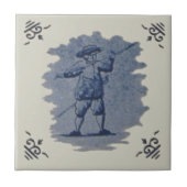 Repo Antiek Nederlands Blauw Delft Figural Tile Tegeltje (Voorkant)
