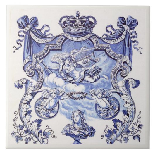 Repo Delft Tile Blue Royalty Bust Tegeltje (Voorkant)