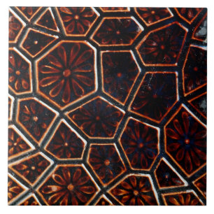 Repo Faux relief Bruine Geometrische Floral Tegeltje