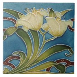 Repo Minton China Glazed Art Nouveau Lily Border Tegeltje