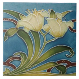 Repo Minton China Glazed Art Nouveau Lily Border Tegeltje