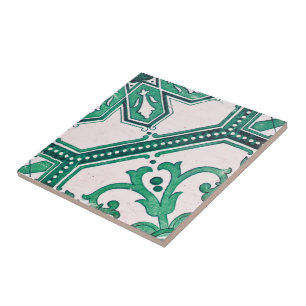 Repo Portugese groene Geometric Azulejos Tegel Tegeltje
