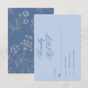 répondez gentiment carte de réponse vintage bleu p