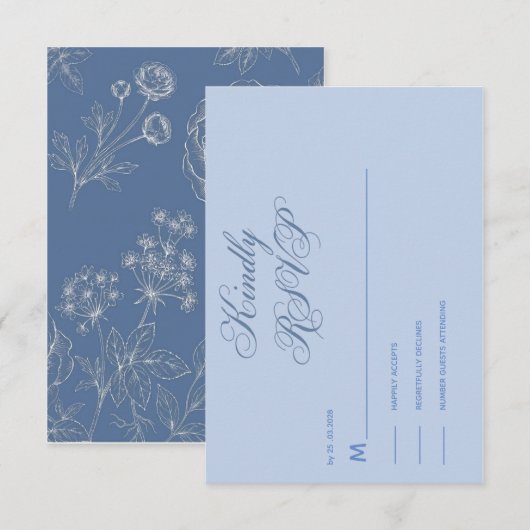 répondez gentiment carte de réponse vintage bleu p (Devant / Derrière)