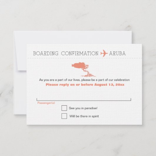 Répondre à la carte d'embarquement d'Aruba (Devant)