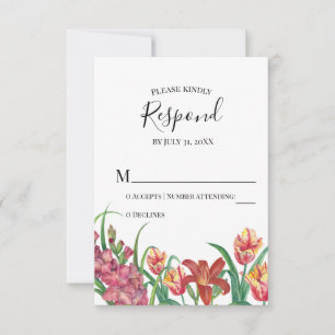 Répondre au RSVP de mariage aux glaïeuls tulipes a