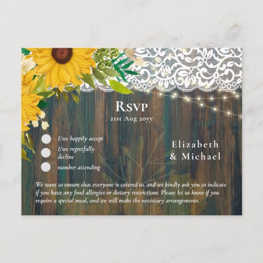 Répondre avec le menu modèle Tournesols rustiques  (Devant)