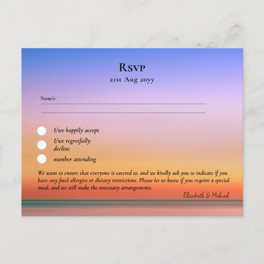 Répondre avec modèle de menu Coucher de soleil tro (Devant)