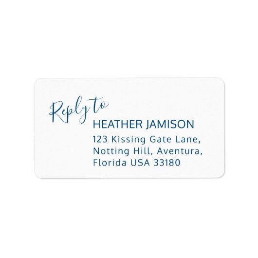 Répondre moderne bleu blanc mariage étiquettes de (Devant)