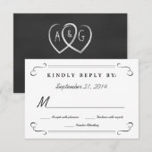 Répondre Monogramme Cœurs Tableau RSVP (Devant / Derrière)