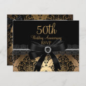 Réponse 50e anniversaire de mariage Noir Bow & Dam (Devant / Derrière)