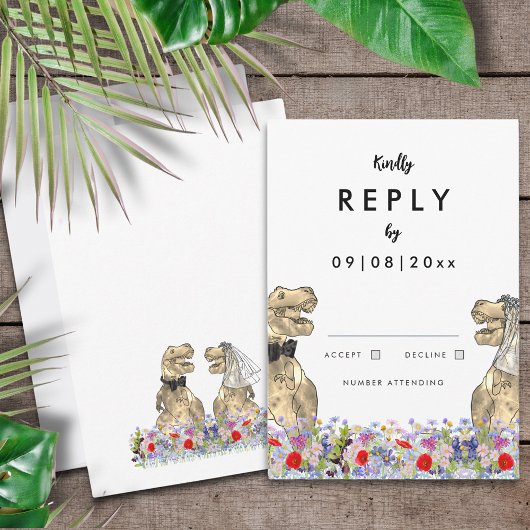 Réponse à un mariage sur le thème des dinosaures