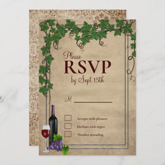 Réponse à une invitation de mariage à la vigne rus (Devant / Derrière)