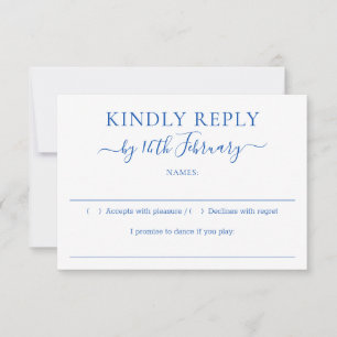 Réponse aimable pour mariage bleu cobalt