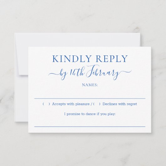 Réponse aimable pour mariage bleu cobalt (Devant)