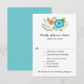 Réponse au mariage avec fleurs d'été turquoise et  (Devant / Derrière)