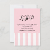 Réponse au mariage, carte de réponse rayée rose et (Devant)