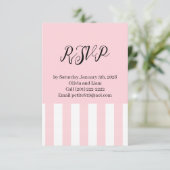 Réponse au mariage, carte de réponse rayée rose et (Debout devant)