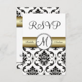 Réponse au mariage en damas noir et or (Devant / Derrière)