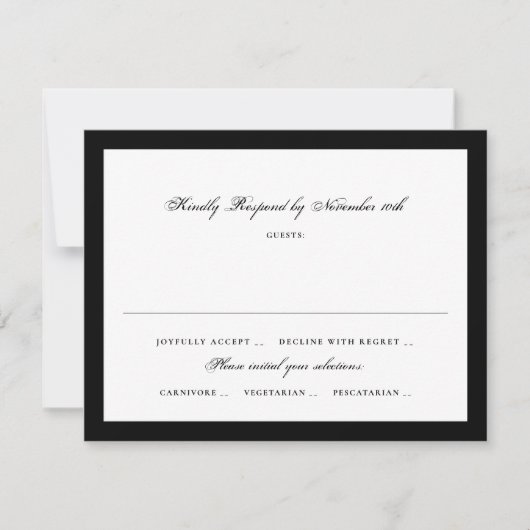 Réponse au mariage formel noir et blanc (Devant)